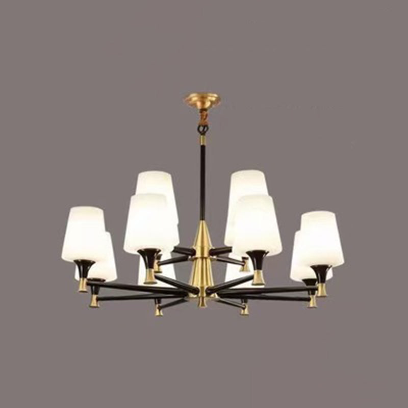 Cup Chandelier Light Fixture Traditional Opal Glass Pendant Lighting for Restaurant