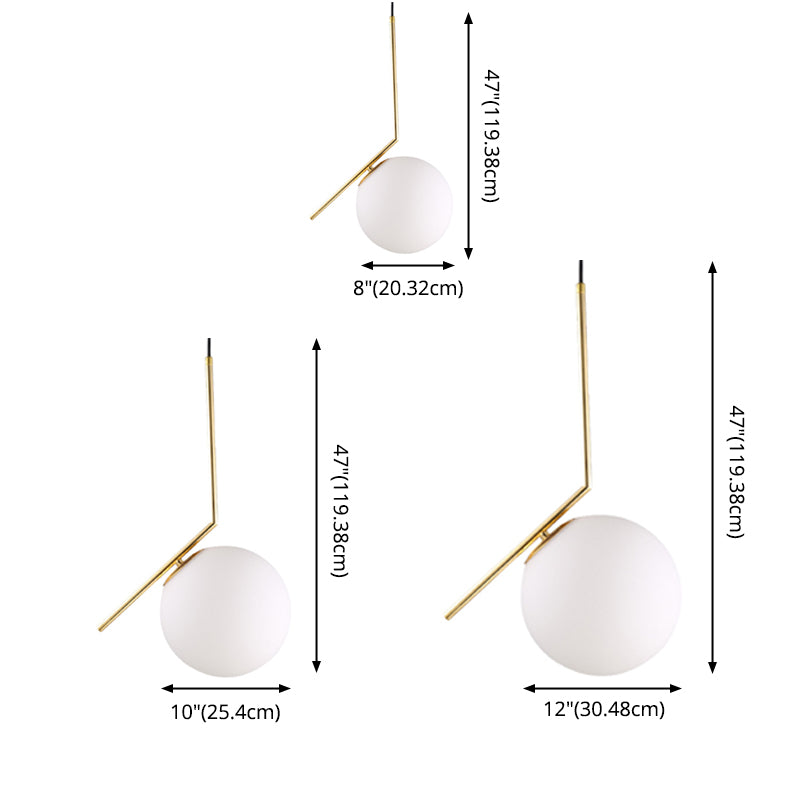 Brass Globe Single Pendant Light in Modern Creative Style Fer Whited Fon Lamping avec une teinte en verre