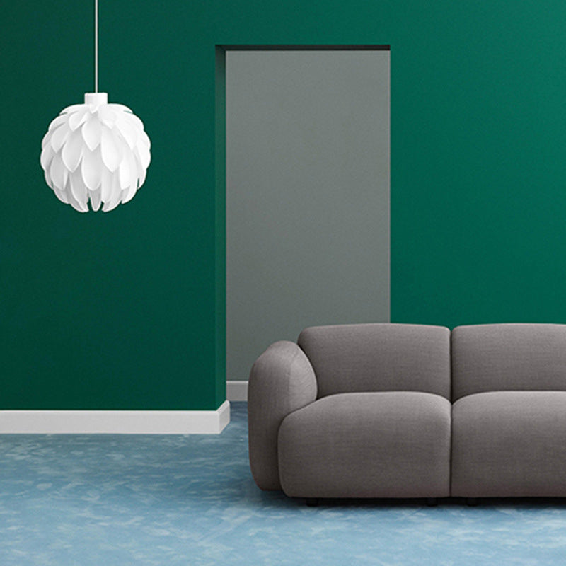 White Plastic Single Hanging Lamp in Modern Creative Style Wrought Iron Pinecone Pendant Light