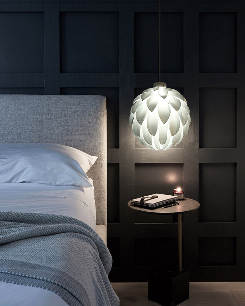 White Plastic Single Hanging Lamp in Modern Creative Style Wrought Iron Pinecone Pendant Light