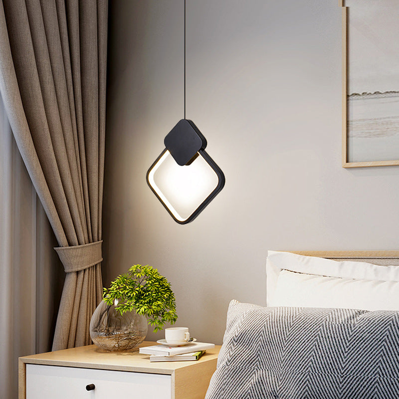 Pendre à LED géométrique noire dans la lampe suspendue en aluminium concis moderne avec une teinte en silicone