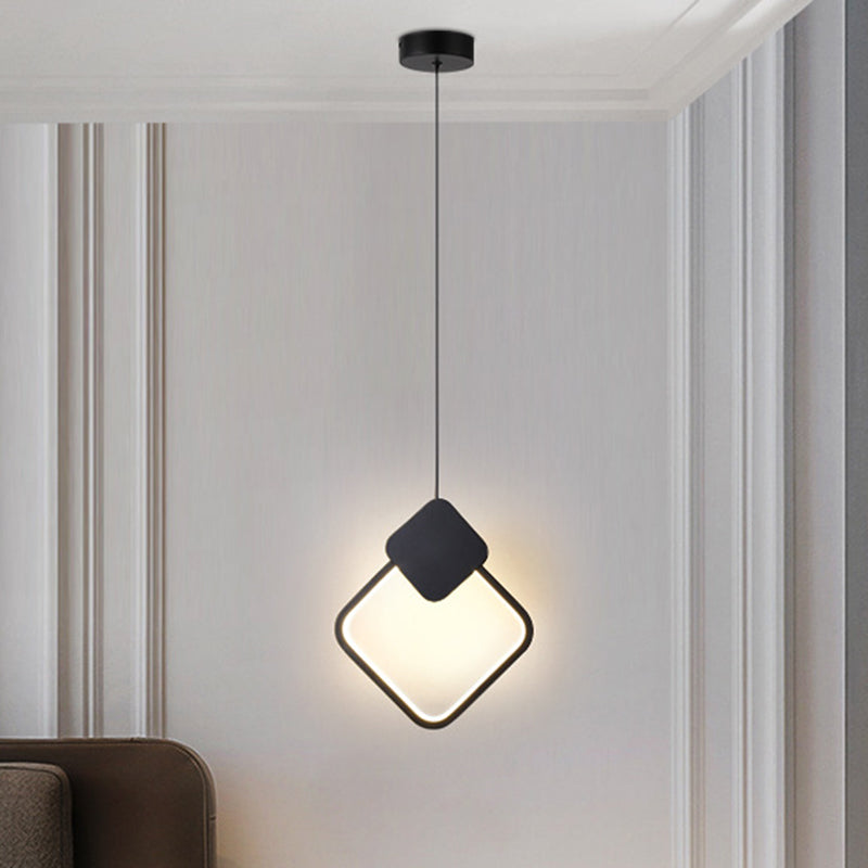 Pendre à LED géométrique noire dans la lampe suspendue en aluminium concis moderne avec une teinte en silicone