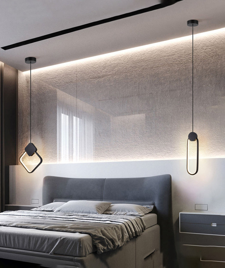 Pendre à LED géométrique noire dans la lampe suspendue en aluminium concis moderne avec une teinte en silicone