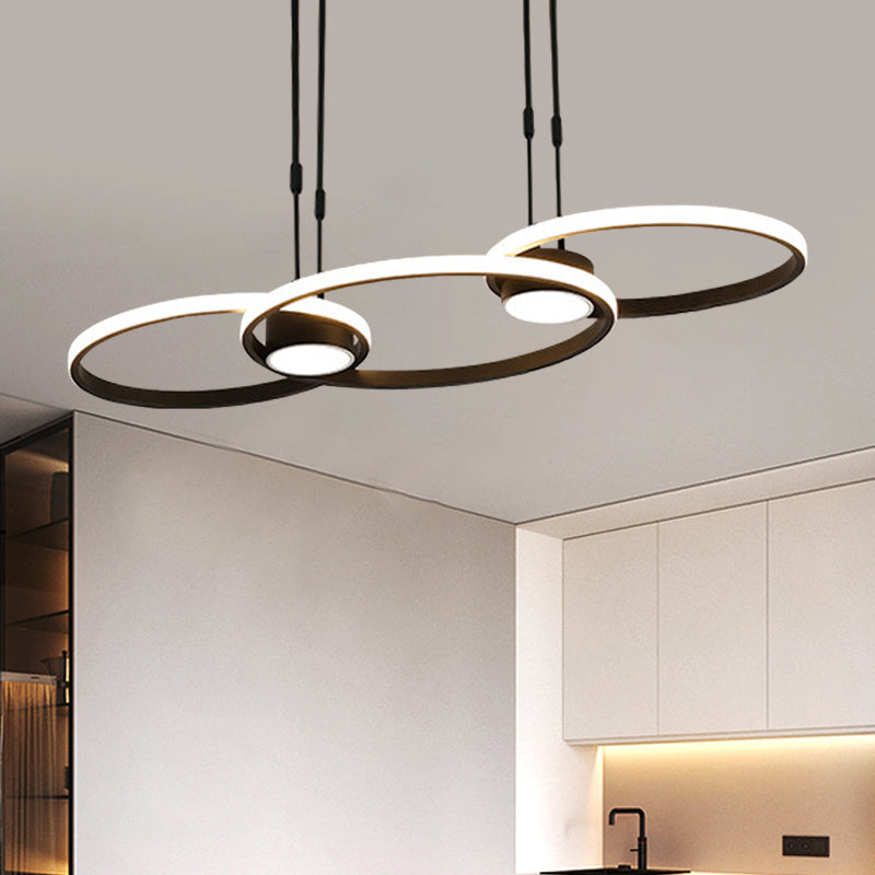 Finitura nera/oro lampadario a bordo a 4/anelli a 4/anelli moderno moderno lampada a soffitto a mano metallica a LED