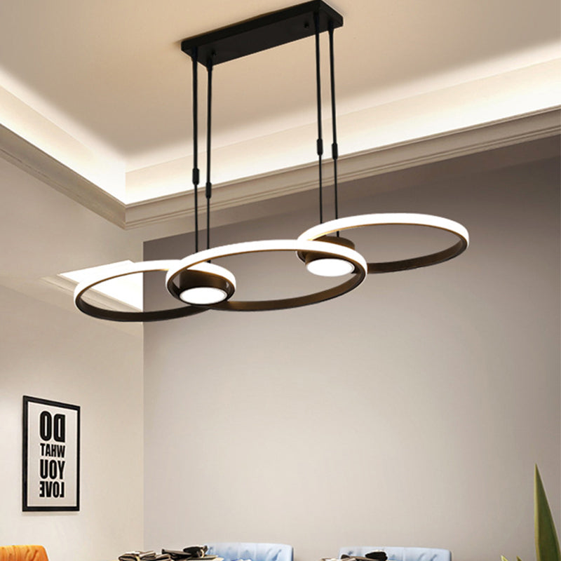 Finitura nera/oro lampadario a bordo a 4/anelli a 4/anelli moderno moderno lampada a soffitto a mano metallica a LED