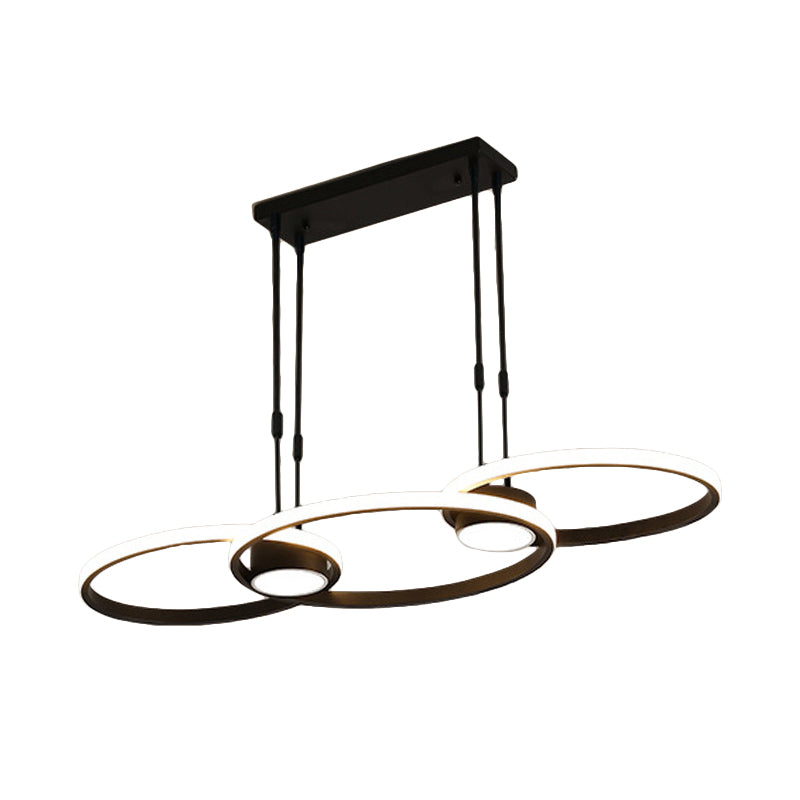 Finitura nera/oro lampadario a bordo a 4/anelli a 4/anelli moderno moderno lampada a soffitto a mano metallica a LED