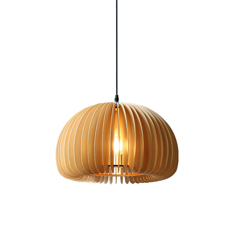 1 Light Pumpkin Hanging Ceiling Lights Creative Modern Wood Pendant for Clothing Store
