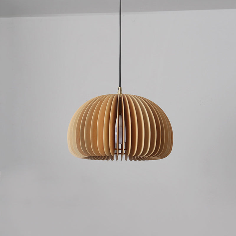 1 Light Pumpkin Hanging Ceiling Lights Creative Modern Wood Pendant for Clothing Store