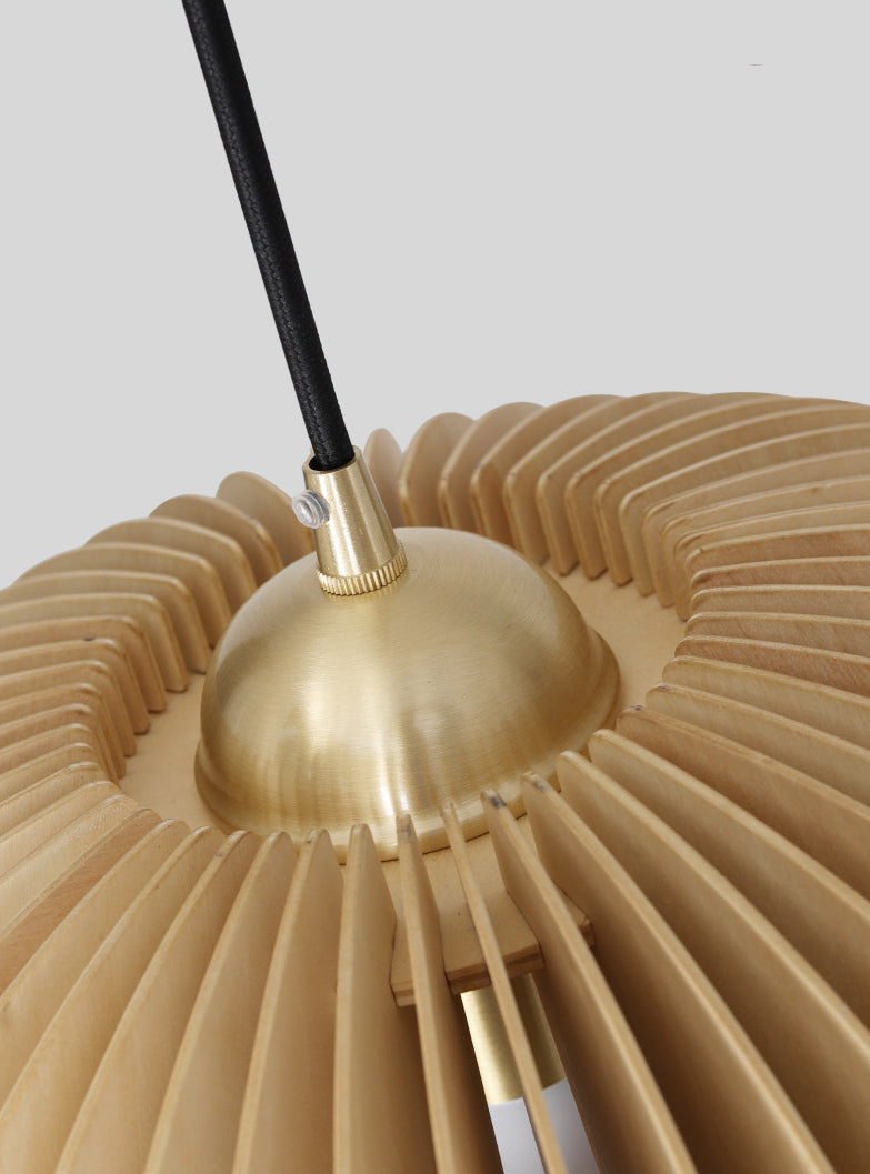 1 Light Pumpkin Hanging Ceiling Lights Creative Modern Wood Pendant for Clothing Store