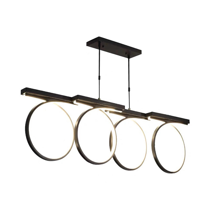 Finitura nera/oro lampadario a bordo a 4/anelli a 4/anelli moderno moderno lampada a soffitto a mano metallica a LED