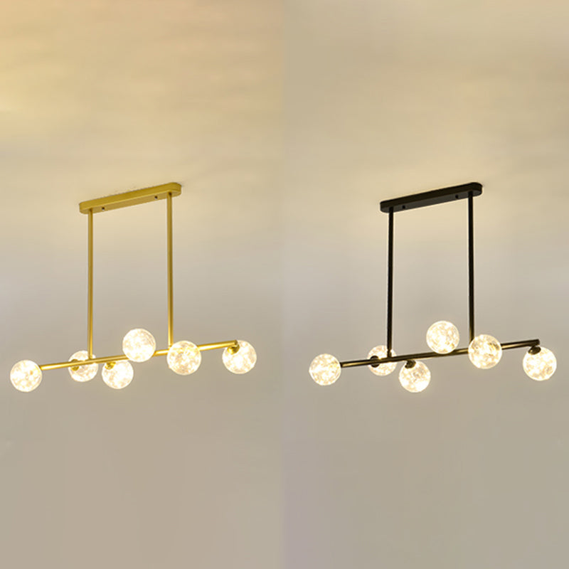 Wrought Iron LED Island Light in Modern Creative Style Glass Globe Pendant Light for Dining Room