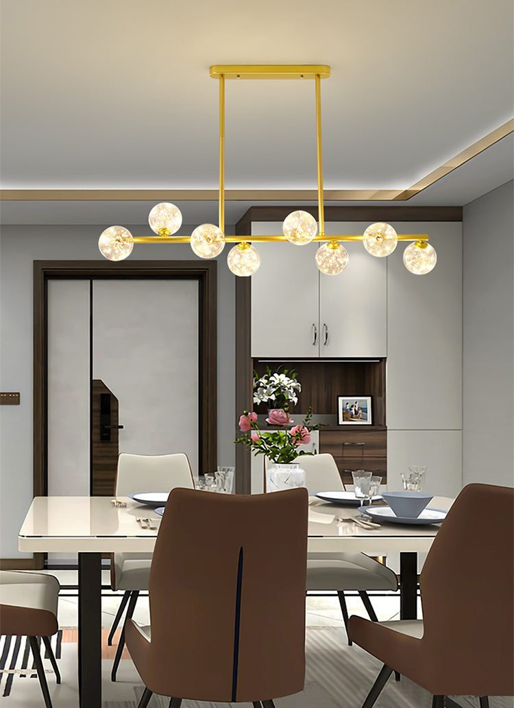 Wrought Iron LED Island Light in Modern Creative Style Glass Globe Pendant Light for Dining Room