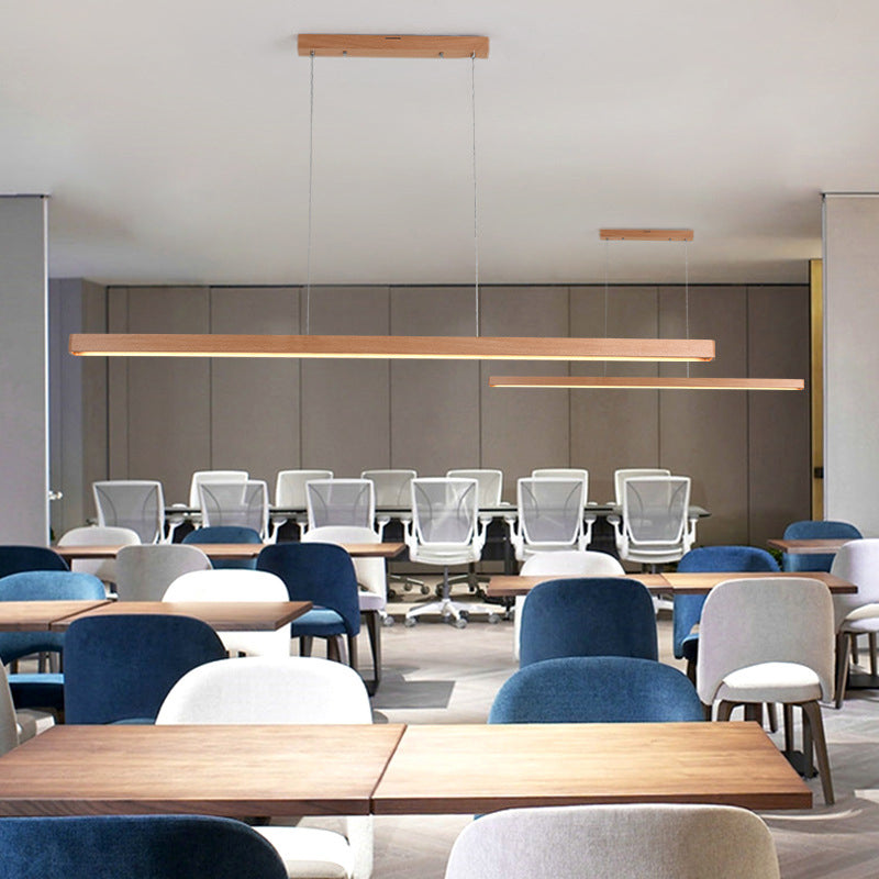 Linear Island Lighting Wood Contemporary Simplicity Pendant Lighting Fixtures for Restaurant