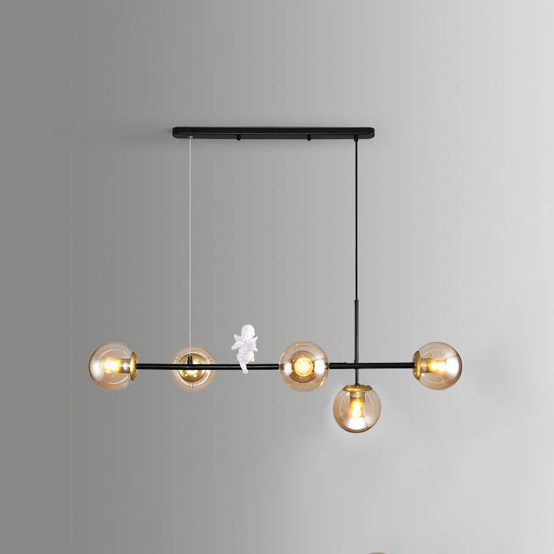 Ball Glass Island Lighting Fixture Nordic Style Island Chandelier Light with Angel Decor