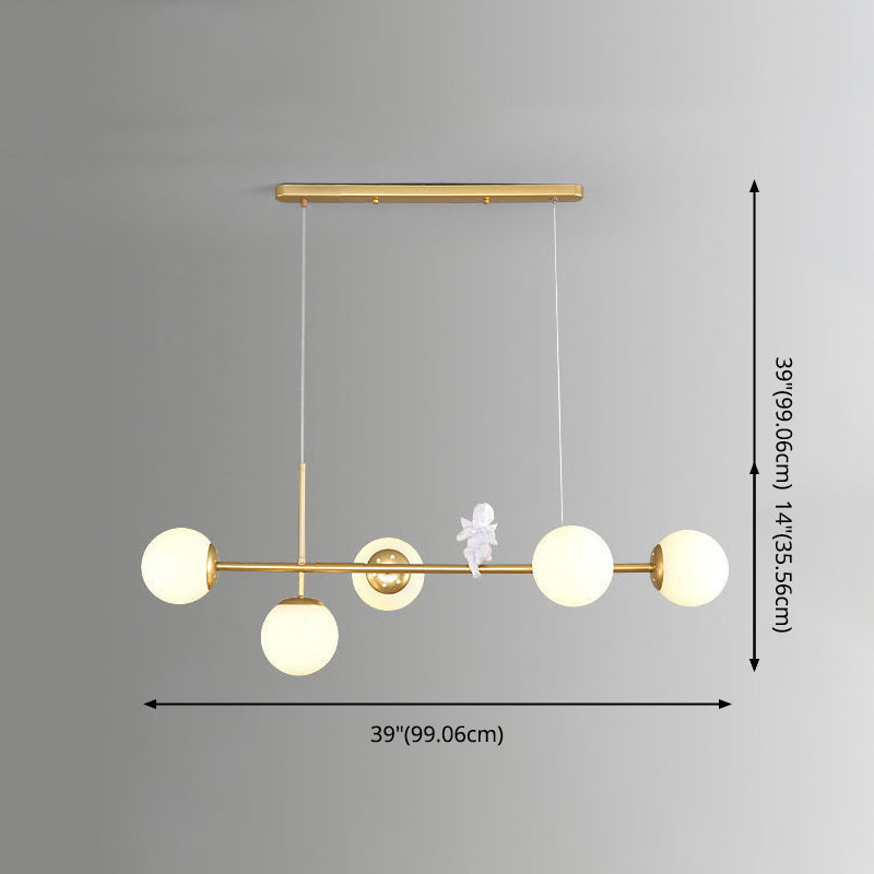 Ball Glass Island Lighting Fixture Nordic Style Island Chandelier Light with Angel Decor