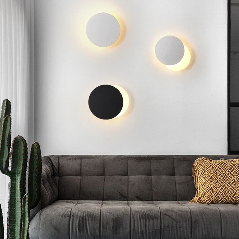 Lampada a parete rotabile circolare in stile moderno in ferro da stiro a led da parete con ombra acrilica