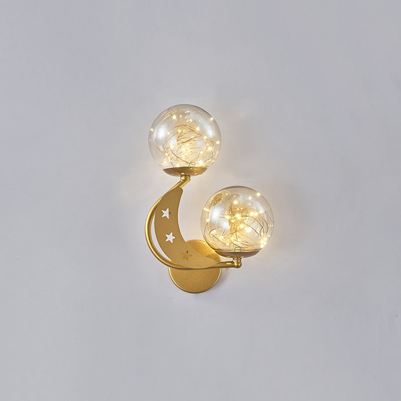 Modern Romantic LED Wall Lamp Wrought Iron Babysbreath Wall Sconce with Glass Shade