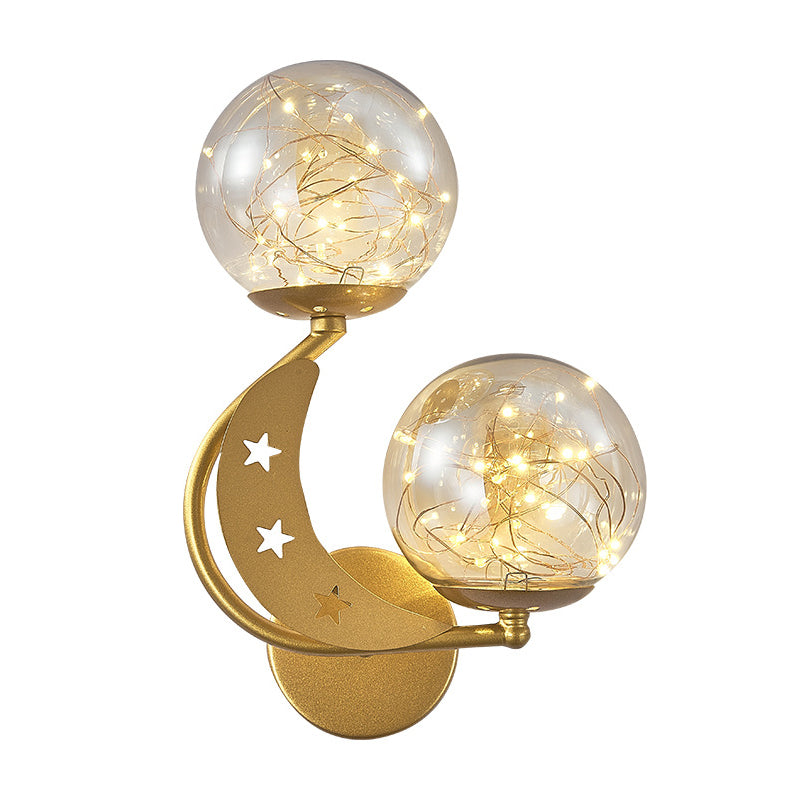 Modern Romantic LED Wall Lamp Wrought Iron Babysbreath Wall Sconce with Glass Shade