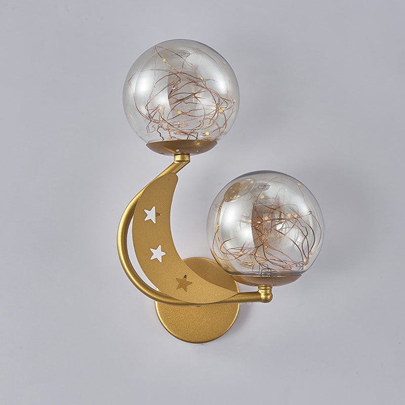 Modern Romantic LED Wall Lamp Wrought Iron Babysbreath Wall Sconce with Glass Shade