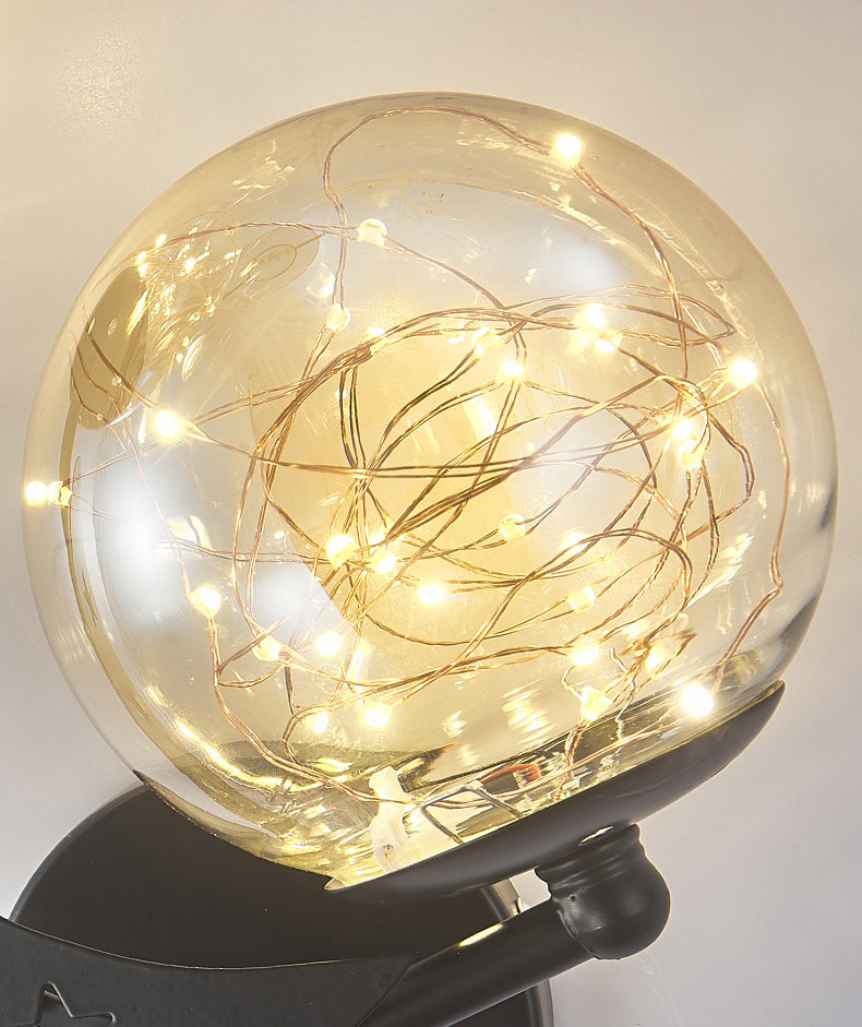 Modern Romantic LED Wall Lamp Wrought Iron Babysbreath Wall Sconce with Glass Shade