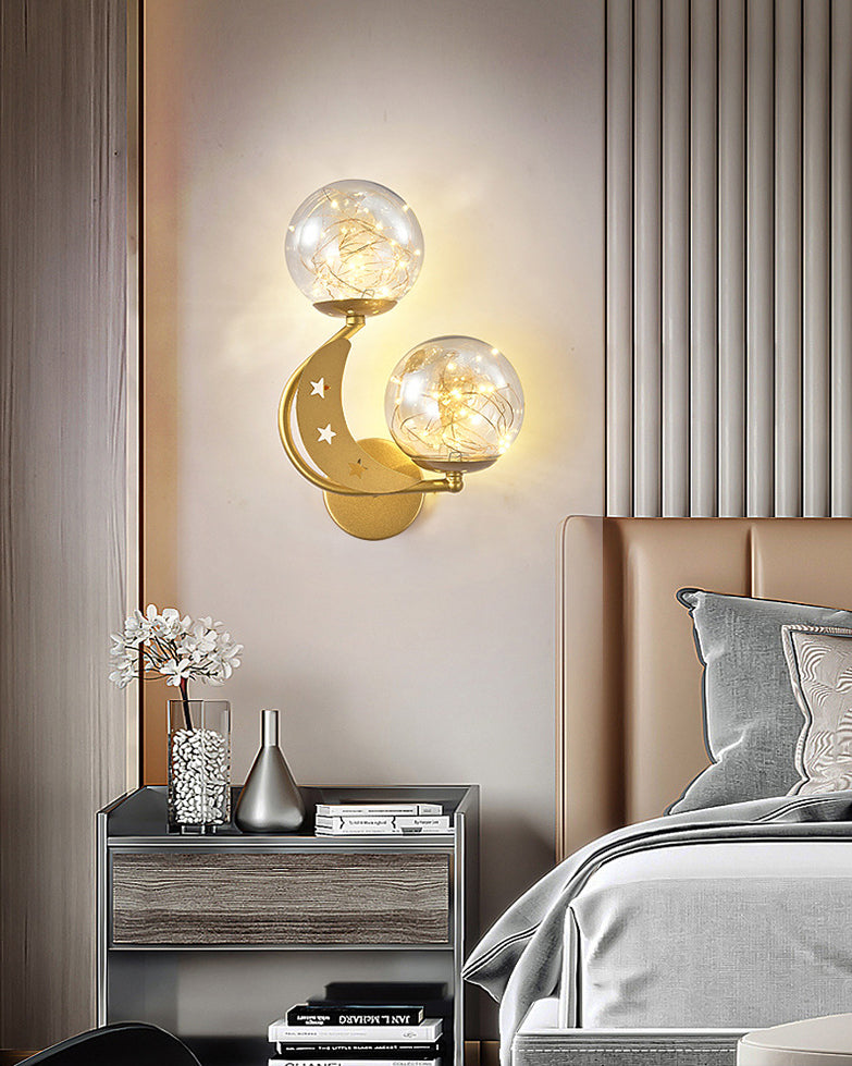 Modern Romantic LED Wall Lamp Wrought Iron Babysbreath Wall Sconce with Glass Shade