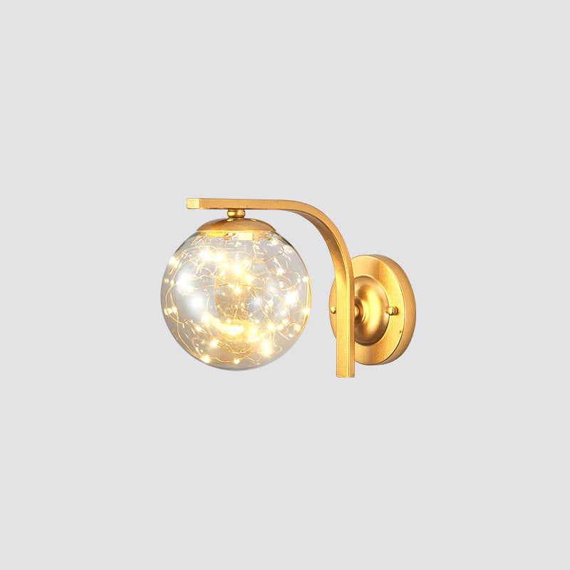 Iron LED Wall Light in Modern Creative Style Babysbreath Glass Wall Sconce for Interior Spaces