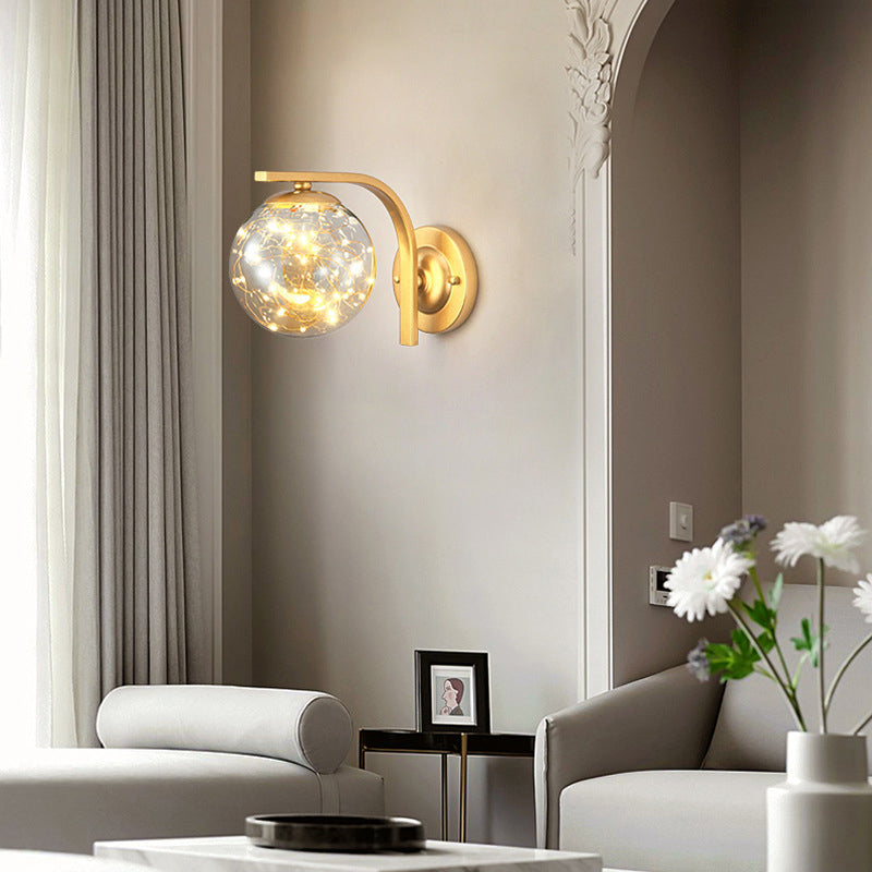 Iron LED Wall Light in Modern Creative Style Babysbreath Glass Wall Sconce for Interior Spaces