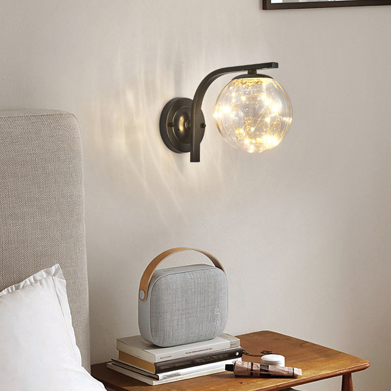 Iron LED Wall Light in Modern Creative Style Babysbreath Glass Wall Sconce for Interior Spaces