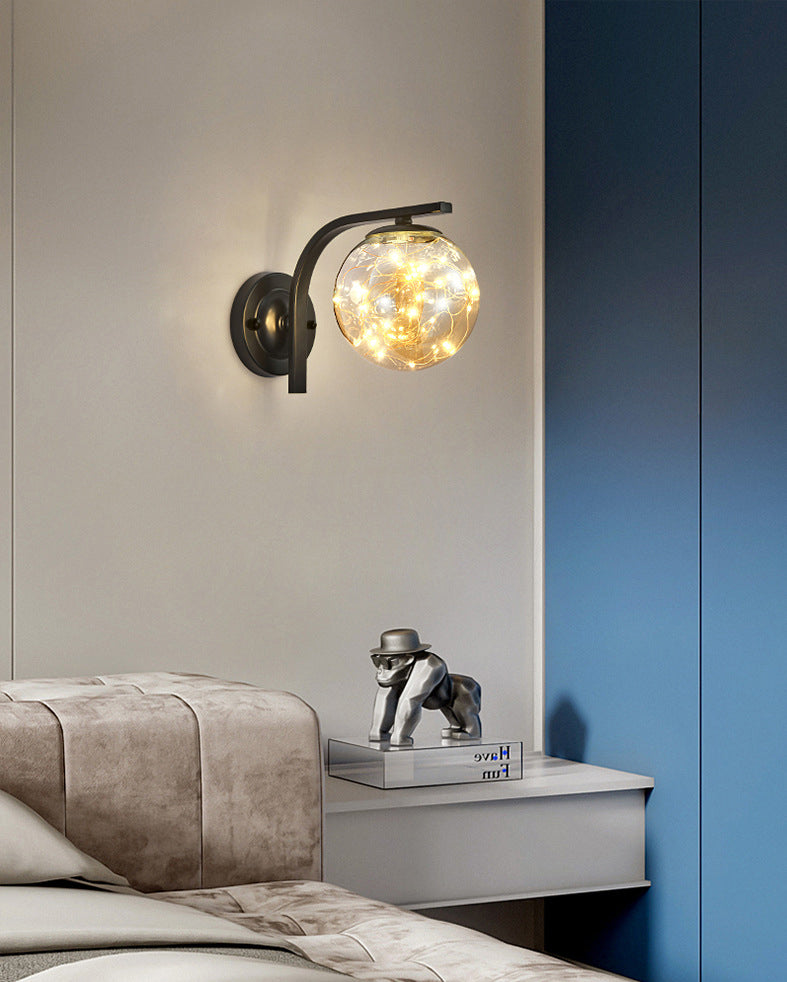 Iron LED Wall Light in Modern Creative Style Babysbreath Glass Wall Sconce for Interior Spaces