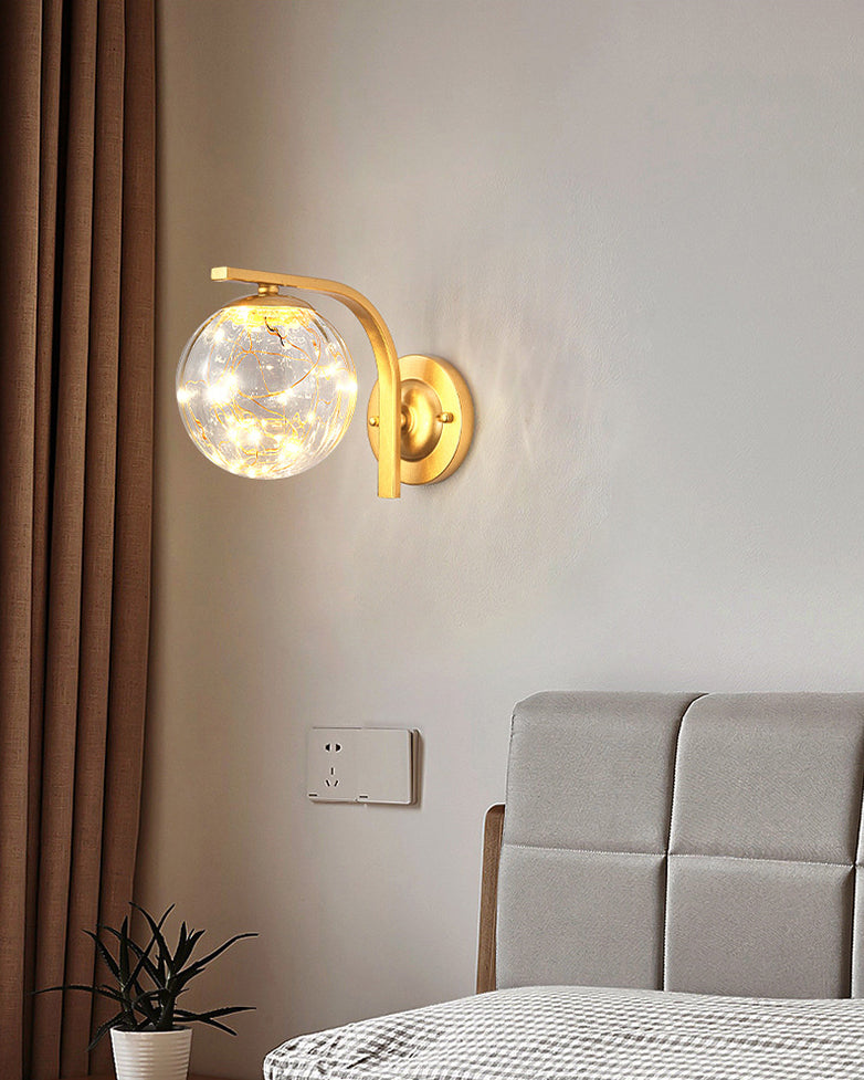 Iron LED Wall Light in Modern Creative Style Babysbreath Glass Wall Sconce for Interior Spaces