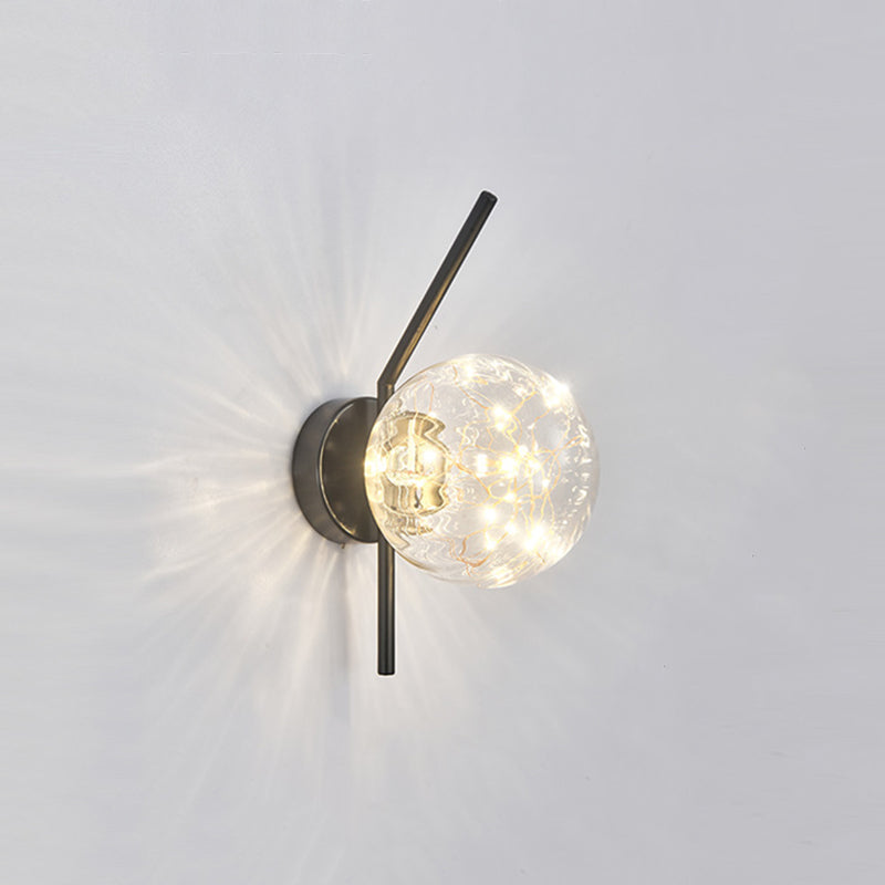 Glass Globe LED Wall Light in Modern Luxury Style Wrought Iron Wall Lamp for Interior Spaces