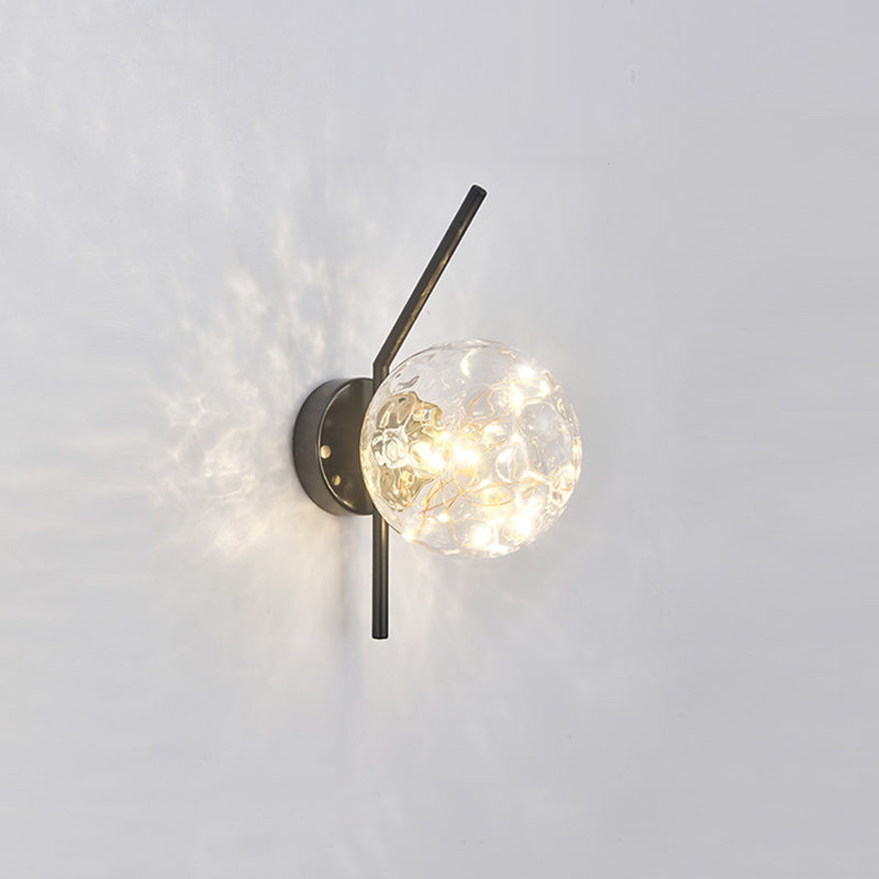 Glass Globe LED Wall Light in Modern Luxury Style Wrought Iron Wall Lamp for Interior Spaces