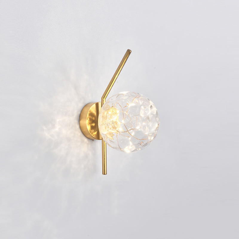 Glass Globe LED Wall Light in Modern Luxury Style Wrought Iron Wall Lamp for Interior Spaces