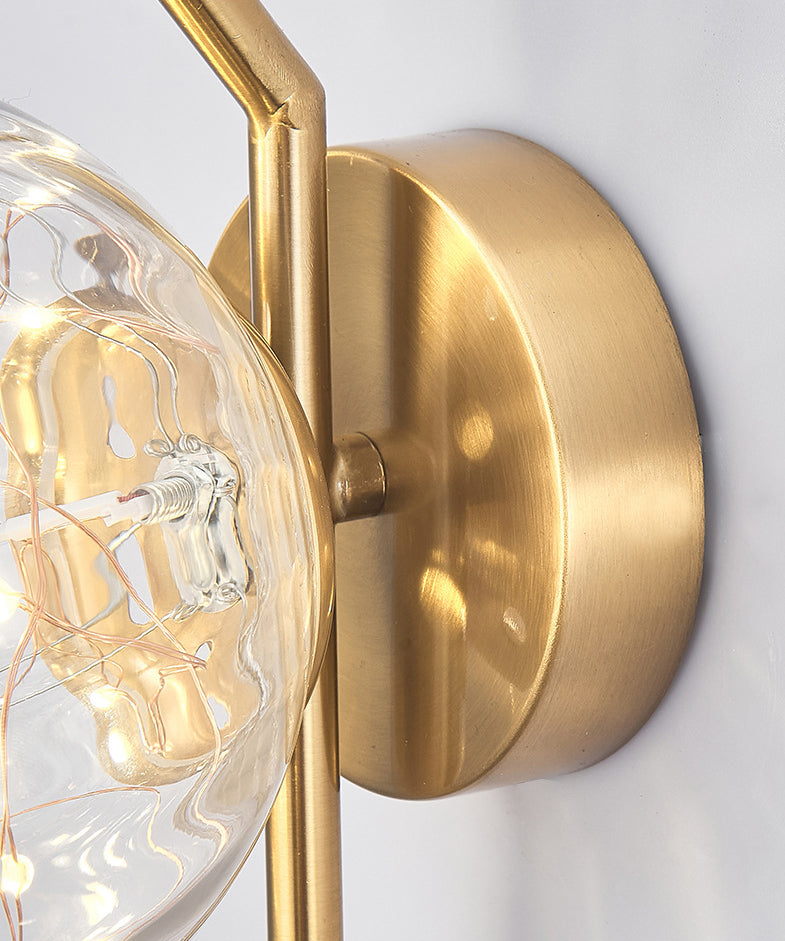 Glass Globe LED Wall Light in Modern Luxury Style Wrought Iron Wall Lamp for Interior Spaces