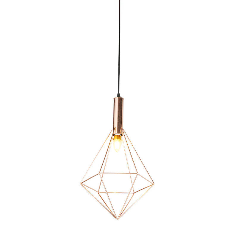 Éclairage de suspension géométrique en or rose