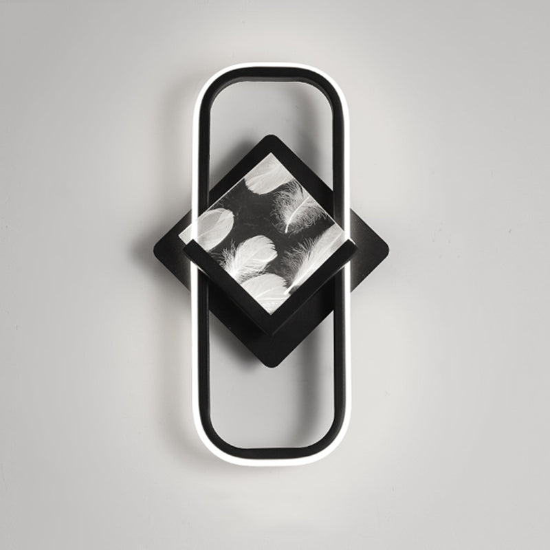 Modernist Crystal Rectangle Wall Light Fixture 1-Light LED Sconce Light for Bedroom