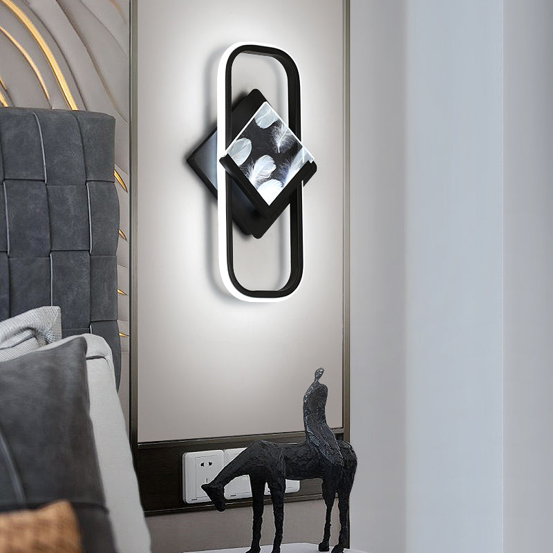 Modernist Crystal Rectangle Wall Light Fixture 1-Light LED Sconce Light for Bedroom