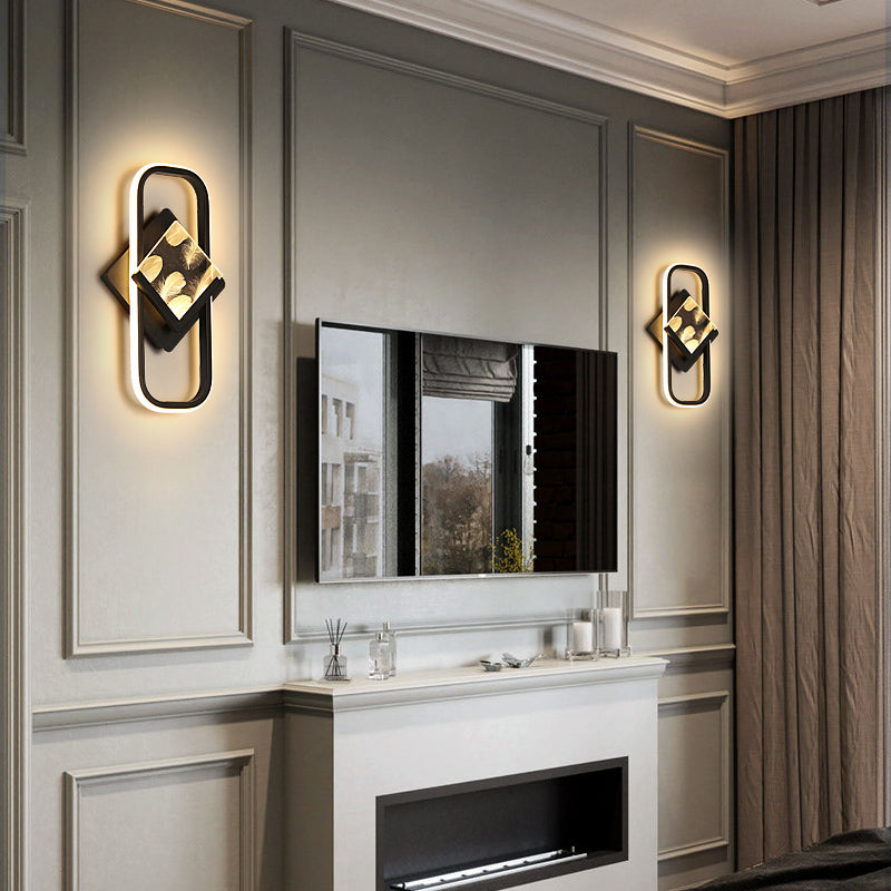 Modernist Crystal Rectangle Wall Light Fixture 1-Light LED Sconce Light for Bedroom