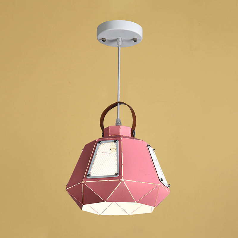 Urn Pendant Lighting Modern Metal 10"/14" Wide 1 Head Grey/Pink/Yellow Hanging Ceiling Light with Handle