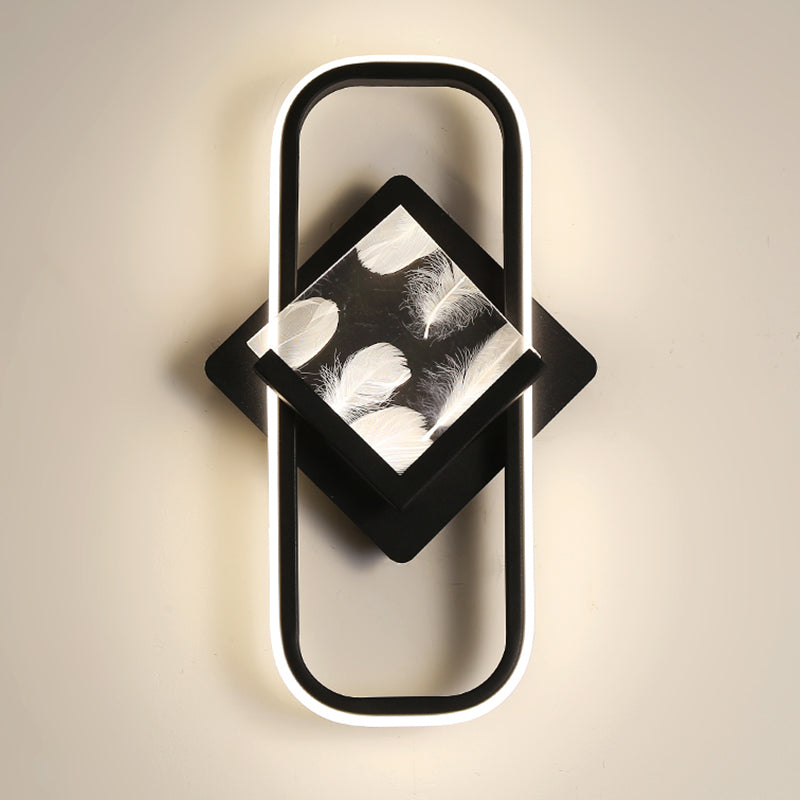 Modernist Crystal Rectangle Wall Light Fixture 1-Light LED Sconce Light for Bedroom