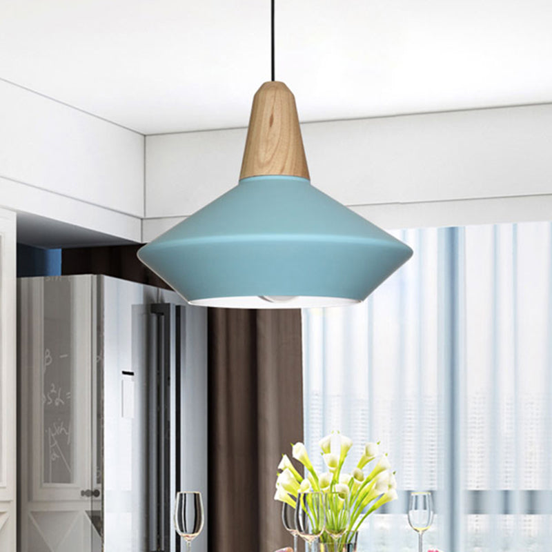 Metalen urn hanglamp modernistisch 1 lamp plafond suspensielamp in blauw/grijs voor eetkamer