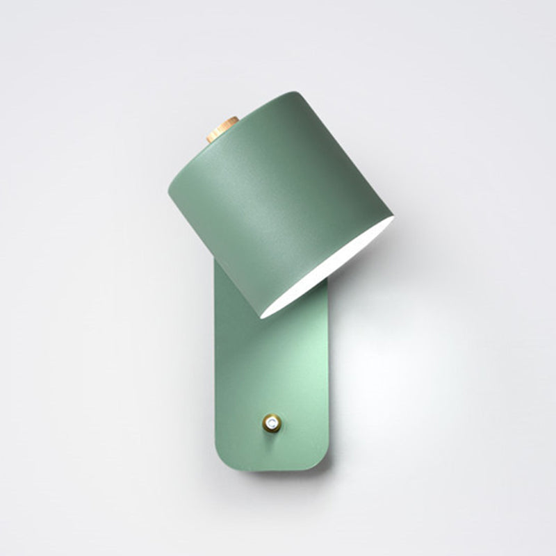 Bedroom Wall Mounted Light Fixture Nordic Style Wall Sconce Lighting with Cylinder Metal Shade