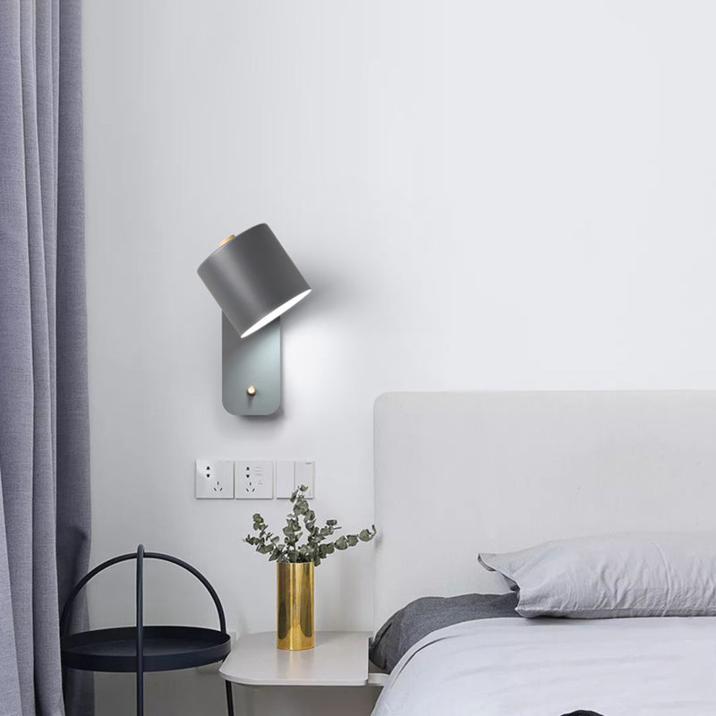 Bedroom Wall Mounted Light Fixture Nordic Style Wall Sconce Lighting with Cylinder Metal Shade