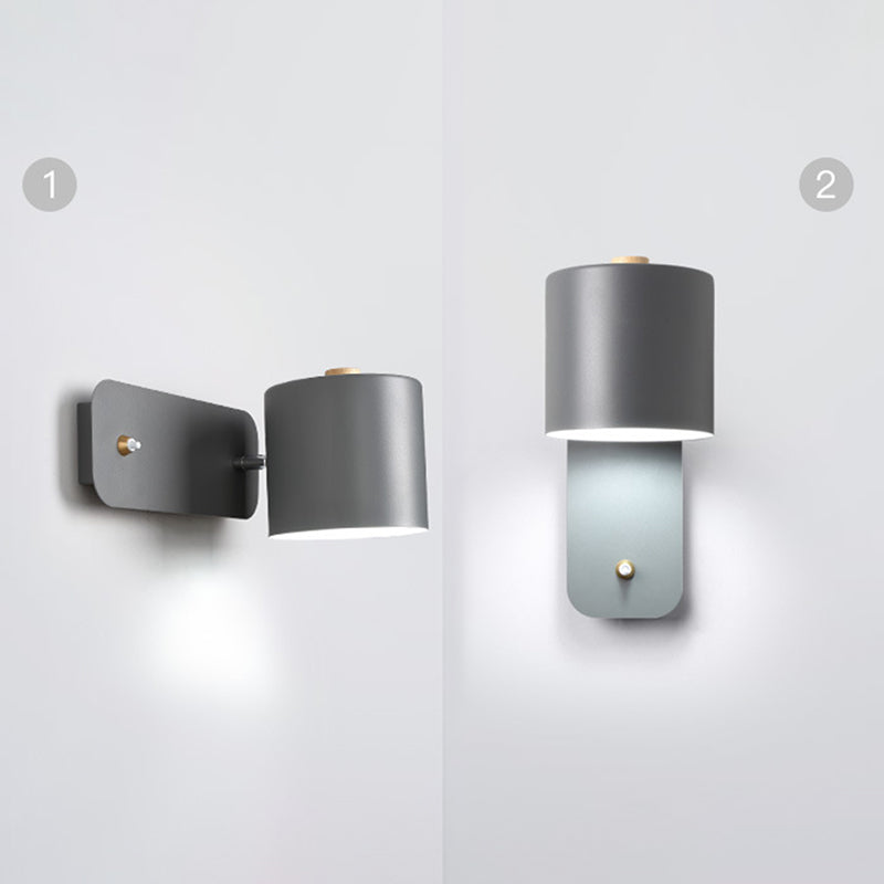 Bedroom Wall Mounted Light Fixture Nordic Style Wall Sconce Lighting with Cylinder Metal Shade