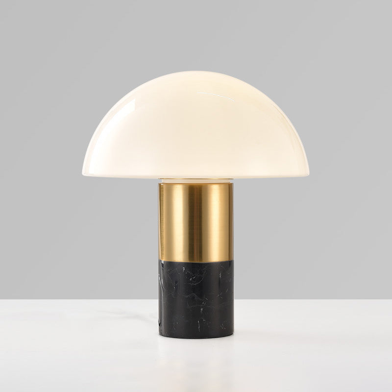 Table de dôme en verre blanc clair postmoderne 1 lampe de chevet de tête avec base en marbre