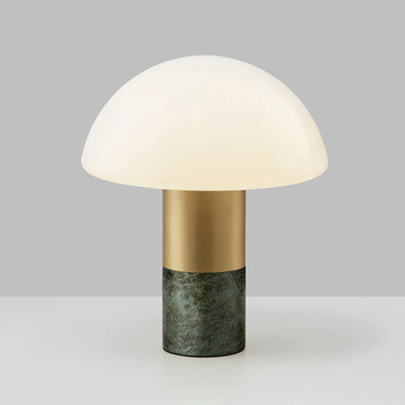 Table de dôme en verre blanc clair postmoderne 1 lampe de chevet de tête avec base en marbre