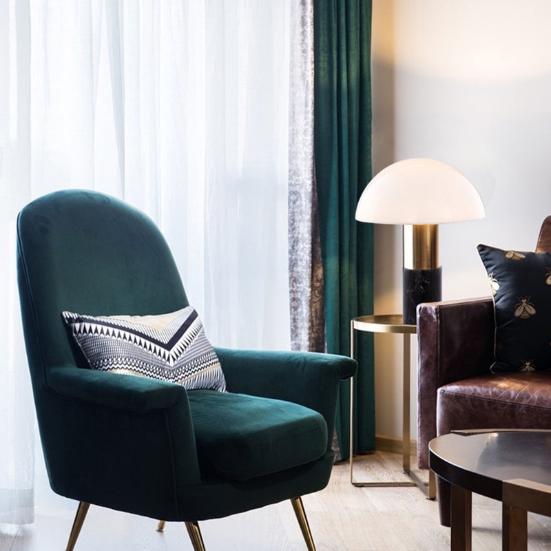 Table de dôme en verre blanc clair postmoderne 1 lampe de chevet de tête avec base en marbre