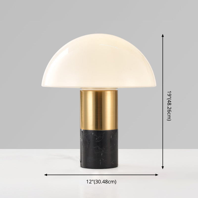Table de dôme en verre blanc clair postmoderne 1 lampe de chevet de tête avec base en marbre