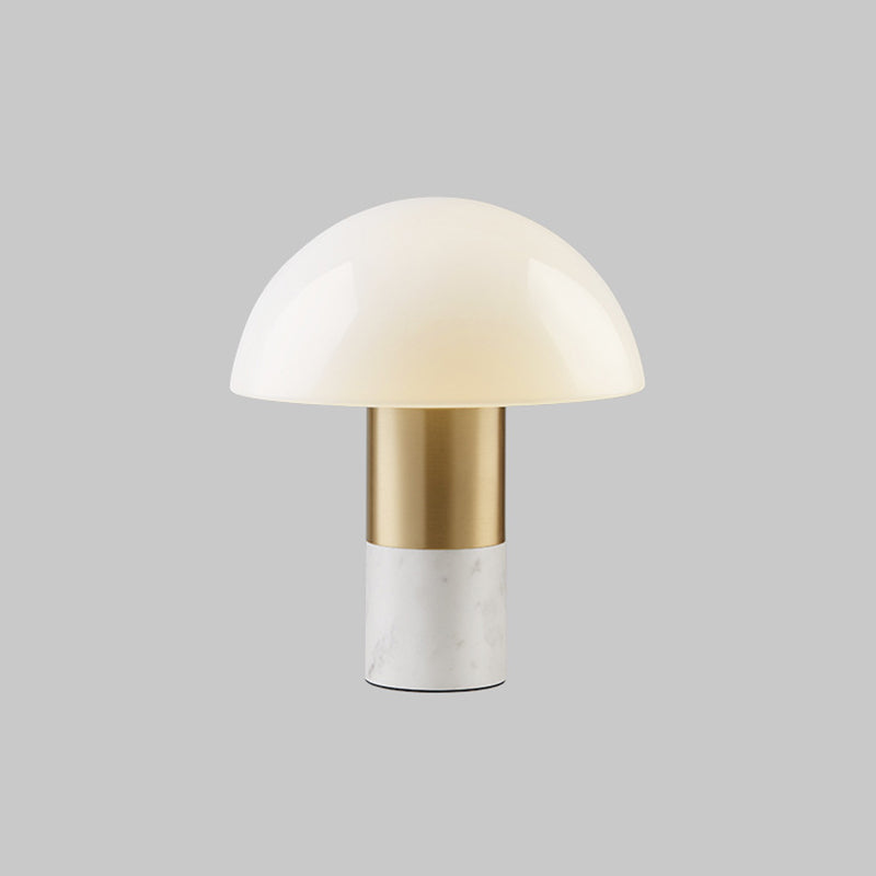 Table de dôme en verre blanc clair postmoderne 1 lampe de chevet de tête avec base en marbre