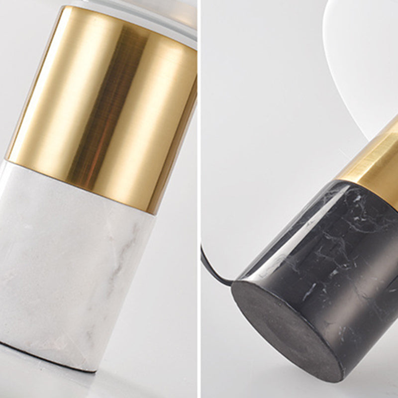 Table de dôme en verre blanc clair postmoderne 1 lampe de chevet de tête avec base en marbre